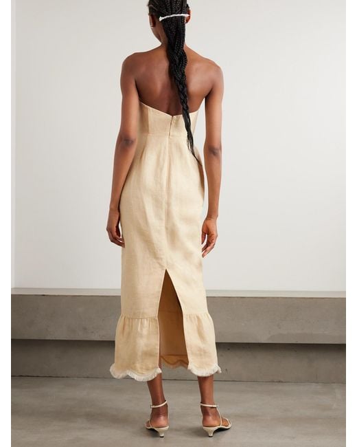 Posse Natural Essie Fringed Linen Maxi Dress
