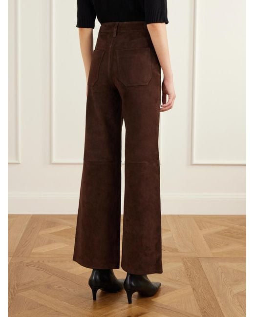 FRAME Brown Palazzo Modernist Pocket Suede High-Rise Wide-Leg Pants