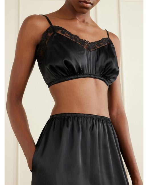 Simone Rocha Black Ruffled Satin Midi Skirt