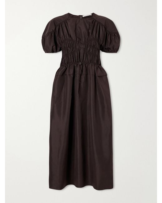 CECILIE BAHNSEN Black Cbbetsy Gathered Faille Midi Dress