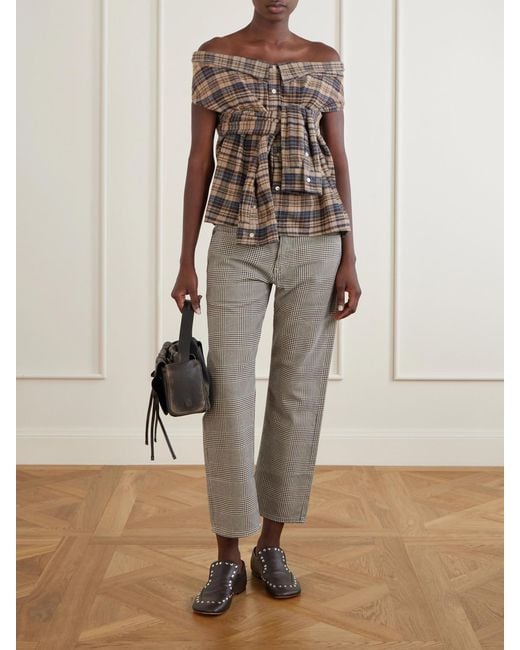 R13 Gray Bf Prince Of Wales Straight-Leg Jeans