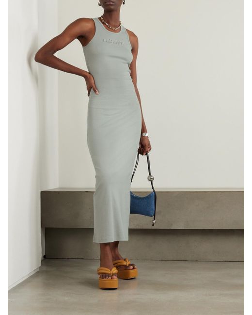 Rabanne White Maxikleid Aus Einer Gerippten Baumwollmischung Mit Applikation