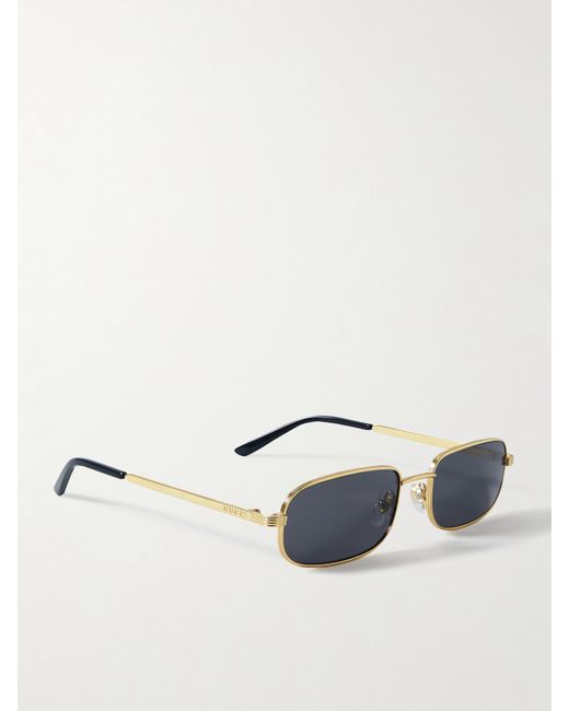 Gucci Metallic Goldfarbene Sonnenbrille Mit Eckigem Rahmen