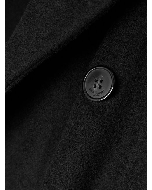 Saint Laurent Black Doppelreihiger Mantel Aus Einer Woll-Kaschmirmischung