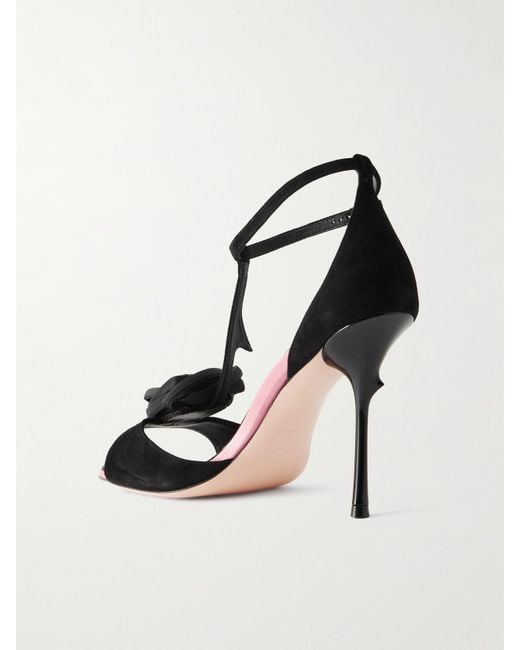 Roger Vivier Black Epine 100 Embellished Suede Sandals