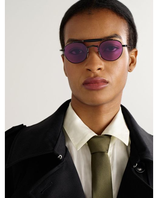 Jacques Marie Mage Purple Dasan Round-Frame Beta-Titanium Sunglasses
