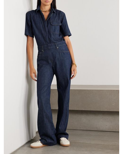 Rivet Utility Blue Girlfriend Denim Jumpsuit