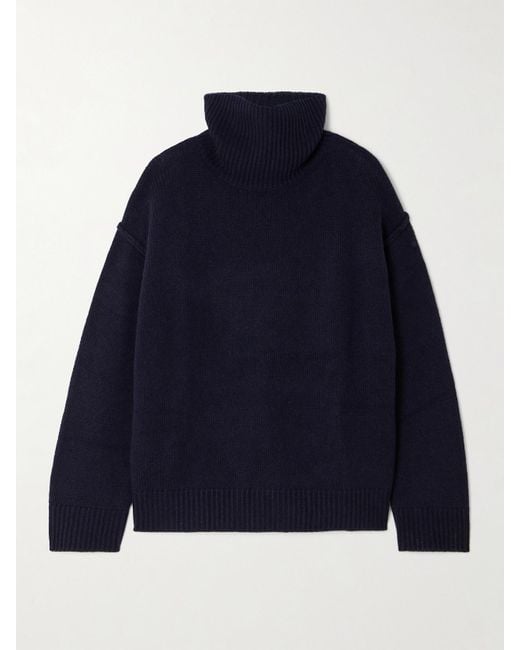 Allude Blue Wool And Cashmere-Blend Turtleneck Sweater