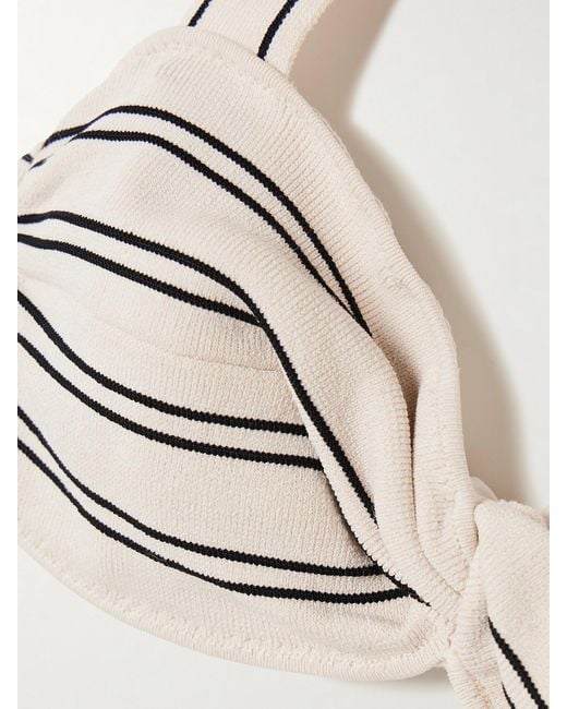 Zimmermann Natural Daylight Twist-Front Striped Ribbed Stretch-Modal Bikini