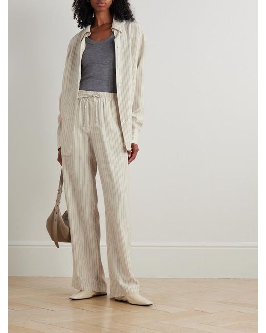 Pantalon Large En Soie À Rayures Rohe en coloris Natural