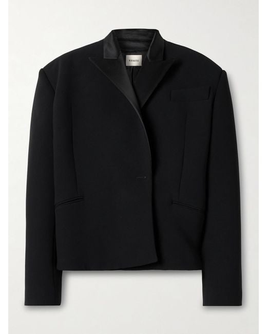 Khaite Black Comair Verkürzter Blazer Aus Crêpe Mit Satinbesatz