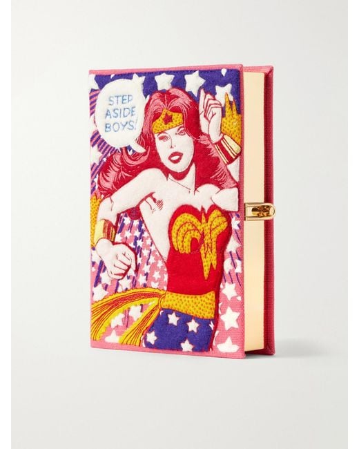 Olympia Le-Tan White Wonder Embroidered Canvas Clutch