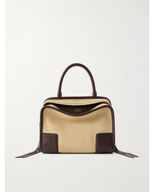 Loewe Metallic Amazona 180 Small Leather-Trimmed Suede Shoulder Bag