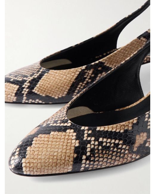Aeyde Natural Celeste Slingback-Pumps Aus Leder Mit Schlangeneffekt