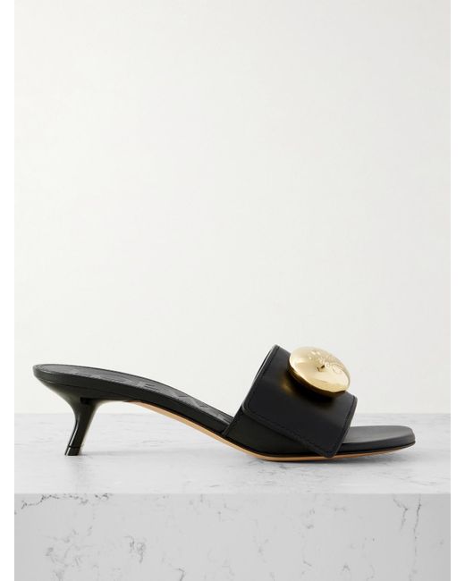 Loewe Black Pebble Embellished Leather Sandals