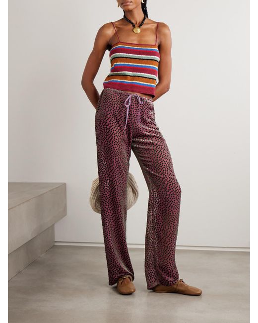 Bode Starkey Embroidered Striped Cotton Camisole