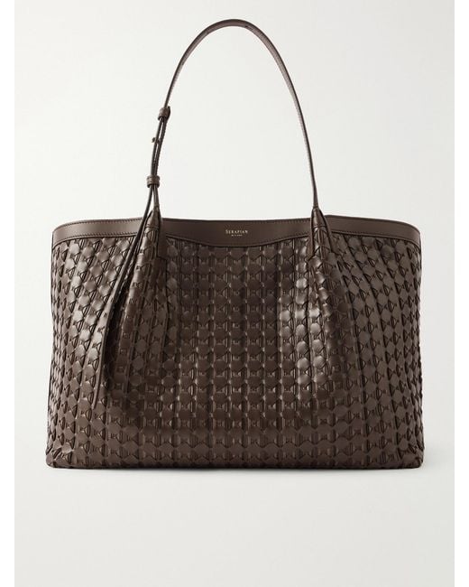 Serapian Brown Secret Mosaico Leather Tote