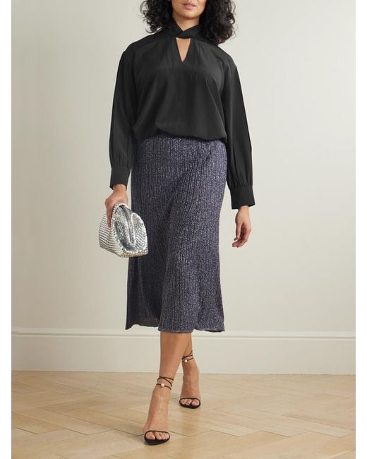 Joseph Black Rivoli Silk Crepe De Chine Blouse