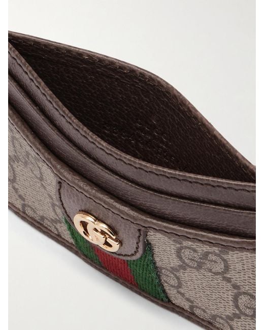 Gucci Natural Ophidia Textured Leather-Trimmed Printed Coated-Canvas Cardholder