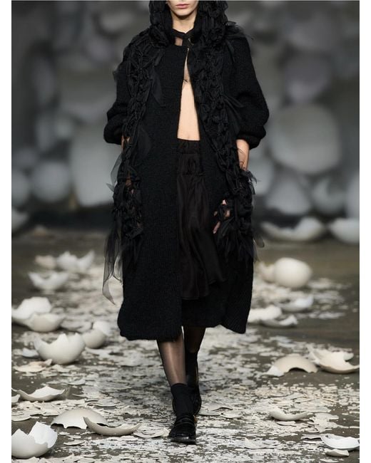 PAULINE DUJANCOURT Blue Annie Chiffon-Trimmed Alpaca-Blend Coat
