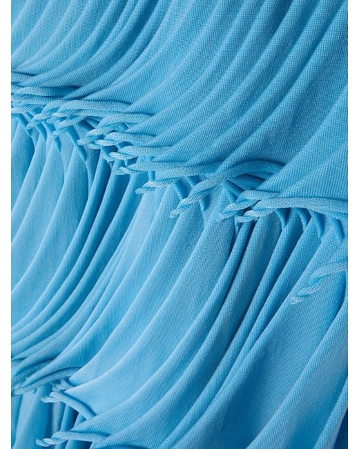 Alaïa Blue Tiered Pleated Knitted Midi Skirt