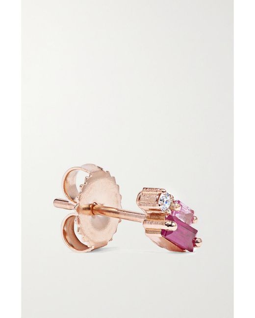Suzanne Kalan Natural 18-Karat Rose, Diamond And Sapphire Earrings