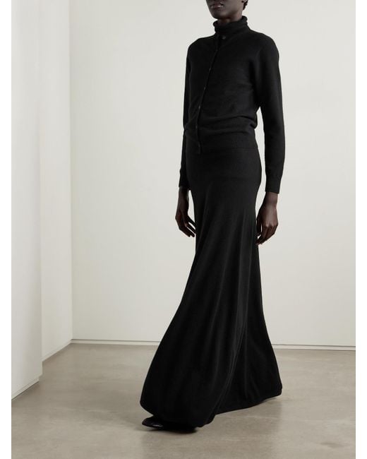 The Row Black Masini Cashmere Maxi Skirt