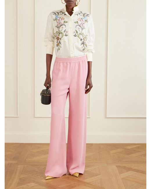 Valentino Garavani Pink Silk-Cady Wide-Leg Pants
