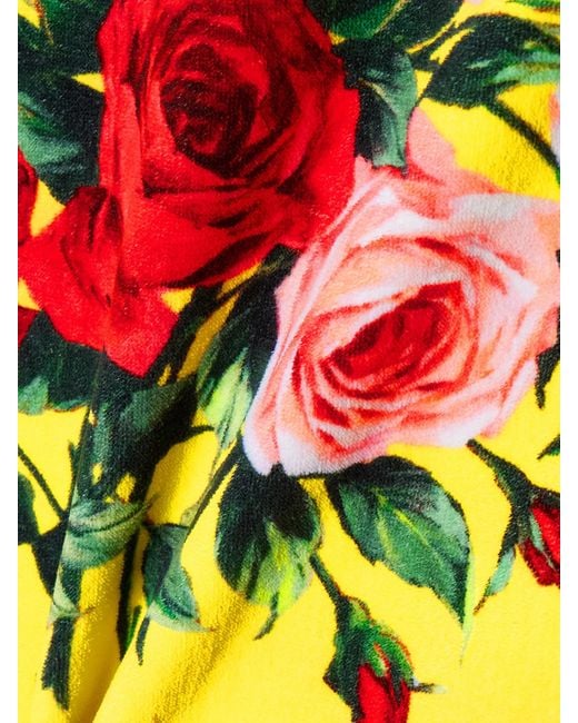 Dolce & Gabbana Yellow Floral-Print Cotton-Terry Towel