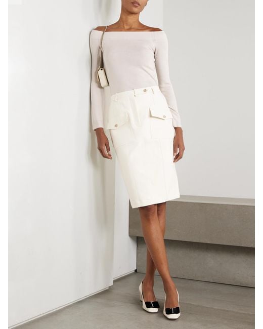 Tom Ford Natural Off-The-Shoulder Cashmere And Silk-Blend Top