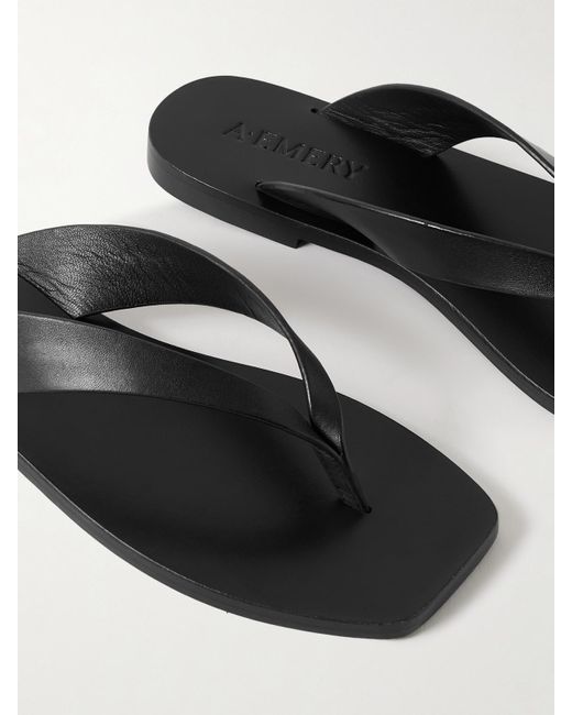 A.Emery Black Kinto Leather Flip Flops