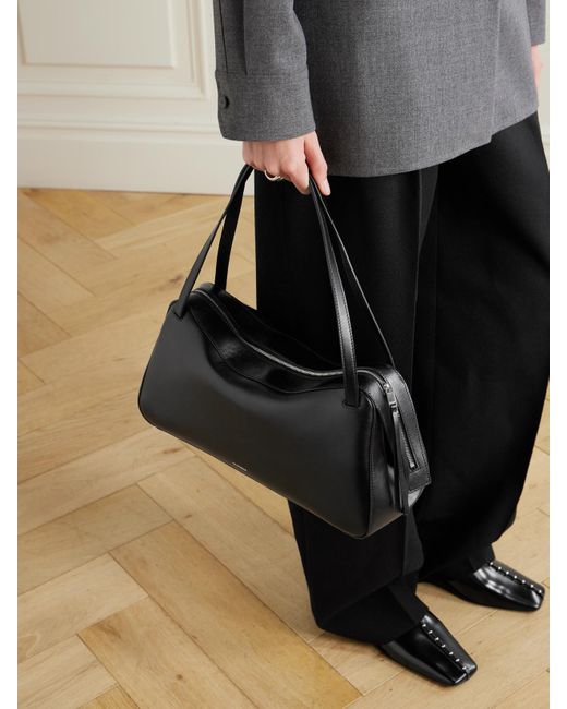 Jil Sander Black Dune Leather Shoulder Bag