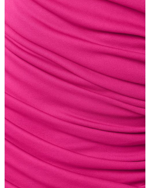Carolina Herrera Pink Off-The-Shoulder Ruched Stretch-Jersey Midi Dress