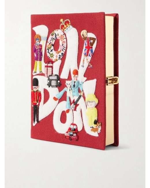 Olympia Le-Tan London Appliquéd Embroidered Canvas Clutch