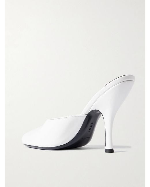 Jude White Date Cutout Leather Mules