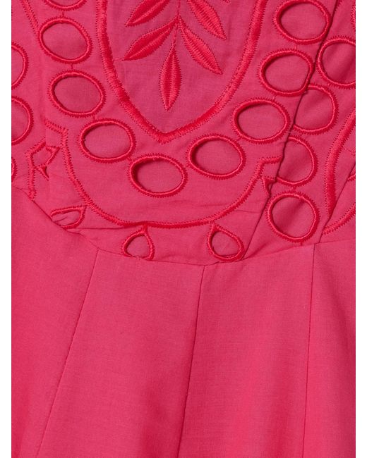 Charo Ruiz Pink Marlin Broderie Anglaise Cotton-Blend Midi Dress