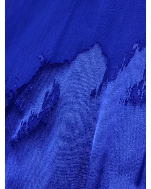 Saloni Blue Rose Ruffled Wrap-Effect Devoré Satin And Chiffon Maxi Dress