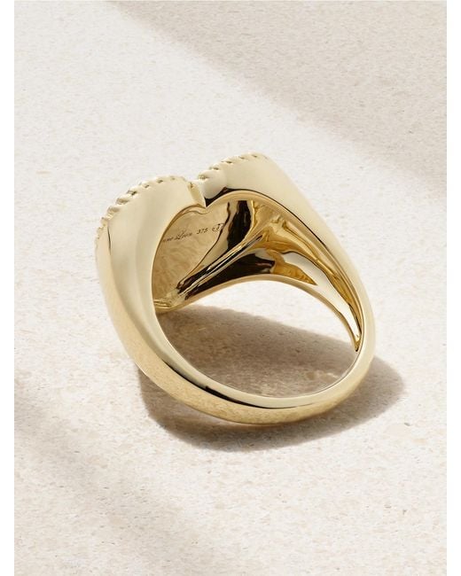 Yvonne Léon Natural Chevalière Coeur 9-Karat, Onyx And Diamond Ring