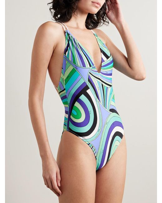 Emilio Pucci Blue Iride Printed Swimsuit