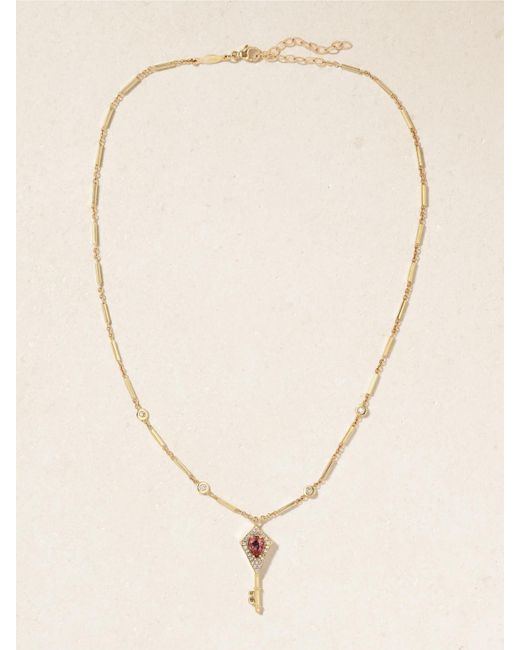 Jacquie Aiche Natural 14-Karat, Diamond And Tourmaline Necklace