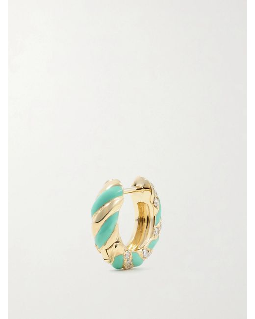 Yvonne Léon Metallic 9-karat Gold, Enamel And Diamond Hoop Earrings