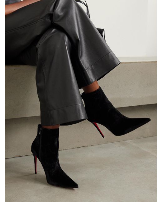 Christian Louboutin Black Kate Max 100 Ankle Boots Aus Samt