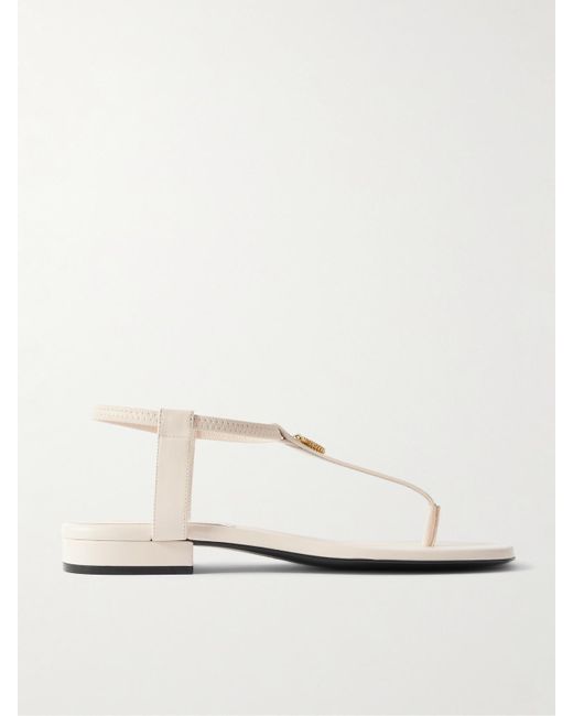 Loro Piana White Mindil Embellished Leather Sandals