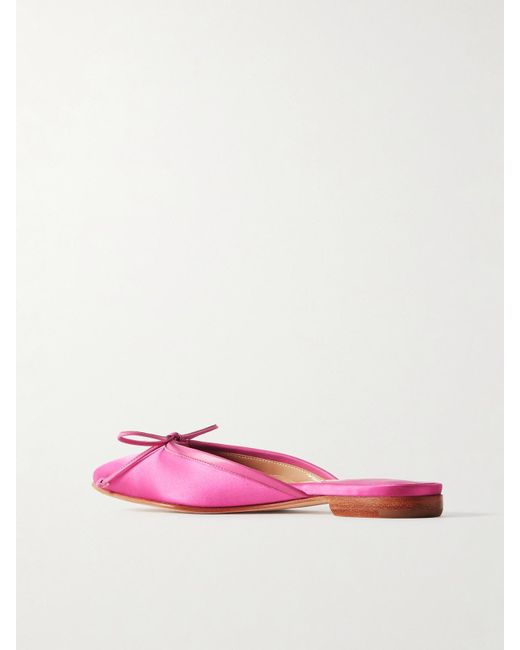 Manolo Blahnik Pink Ballerimu Bow-Detailed Satin Mules