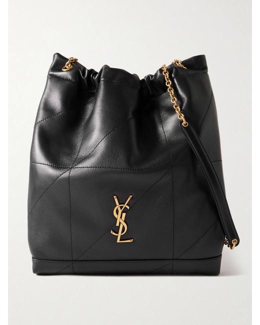 Saint Laurent Black Jamie Schultertasche Aus Gestepptem Leder Mit Verzierung