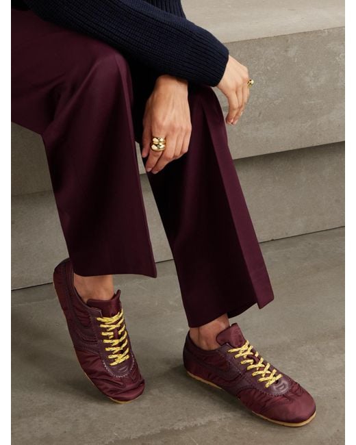 Dries Van Noten Purple Leather-Trimmed Shell Sneakers