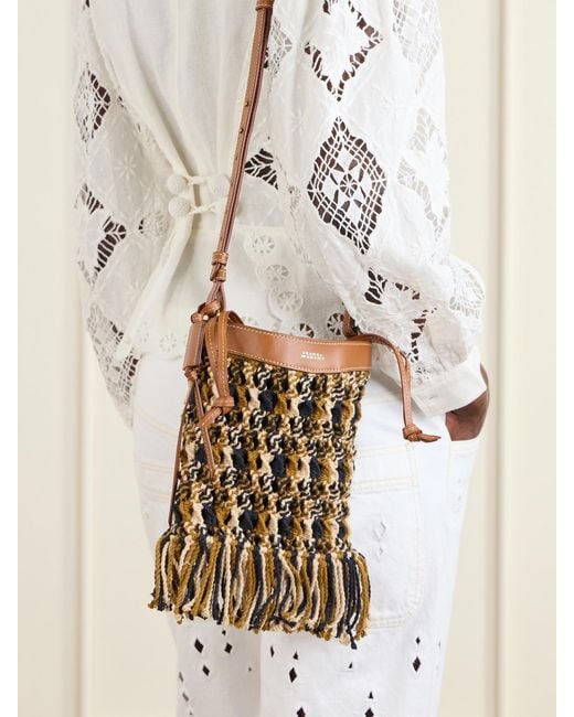 Isabel Marant Natural Noli Leather-Trimmed Macramè Tote