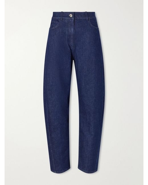 Another Tomorrow Blue High-Rise Organic Barrel-Leg Jeans