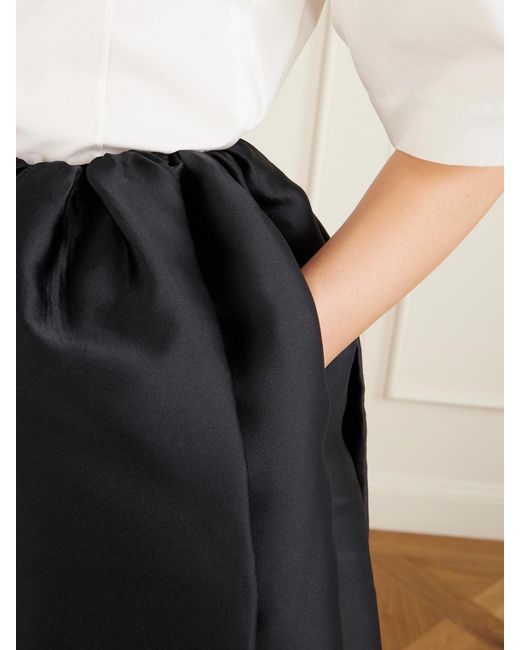 Calvin Klein Black Gathered Duchesse Satin Maxi Skirt