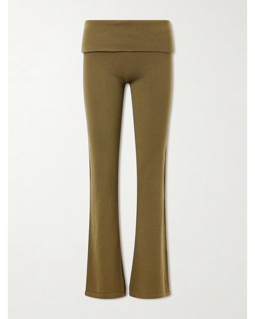 The Elder Statesman Green Flared Cashmere Pants